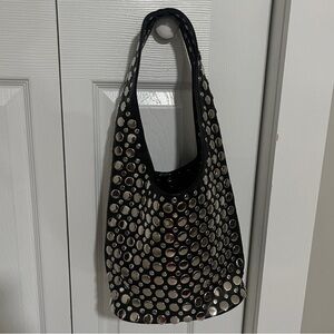 Studded Black and Silver Faux Leather Women's Bag